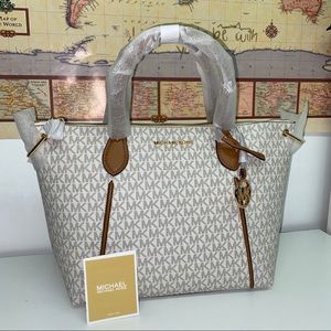 MICHAEL MK Large plebbed leather satchel